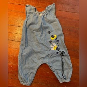 Catimini ruffle sleeve jumpsuit. 18 m. Embroidered